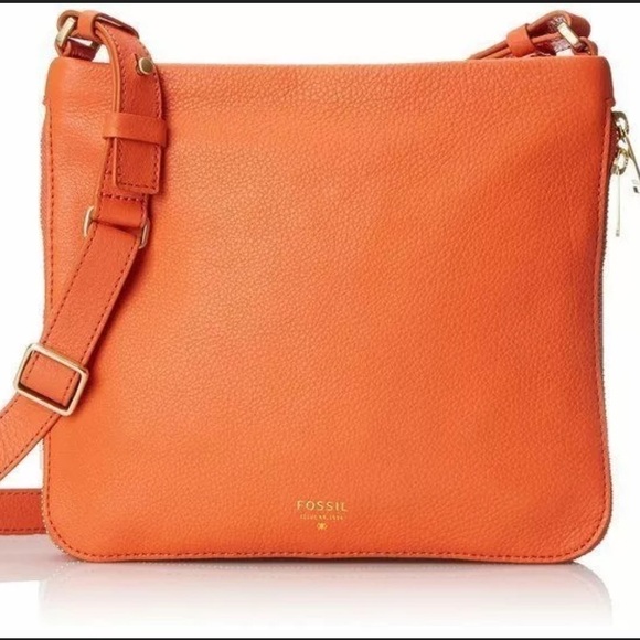 Fossil Preston Leather crossbody In orange - Picture 1 of 14